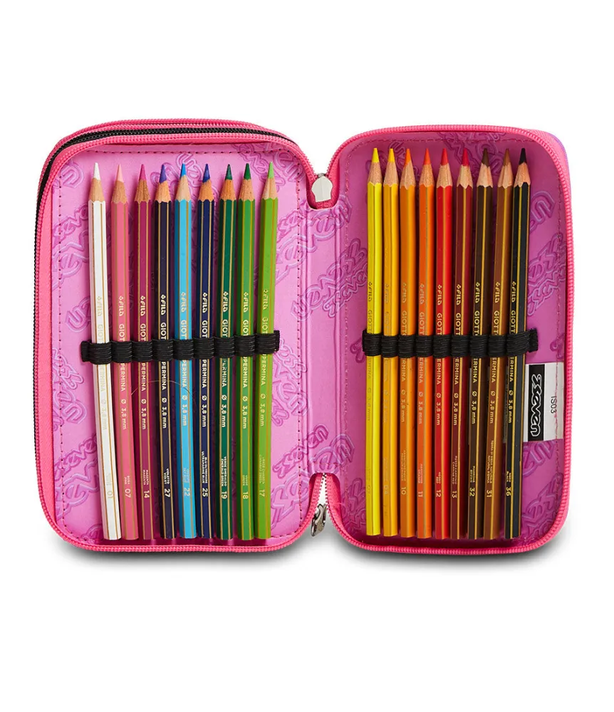 Best Seven ® 3 Zip Pencil Case - Camoulove Girl