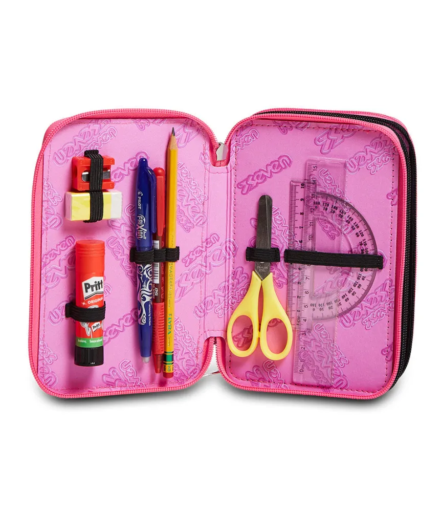 Best Seven ® 3 Zip Pencil Case - Camoulove Girl
