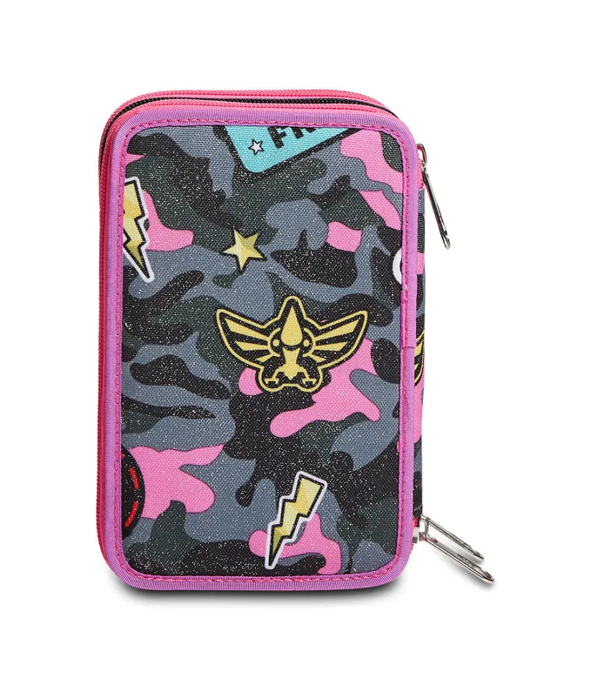 Best Seven ® 3 Zip Pencil Case - Camoulove Girl