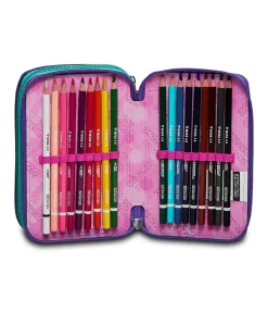 Shop Seven ® 3 Zip Pencil Case - Charming Patch