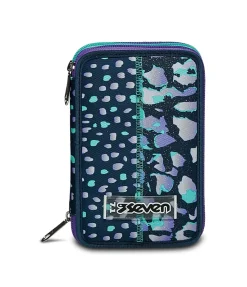 Shop Seven ® 3 Zip Pencil Case - Charming Patch