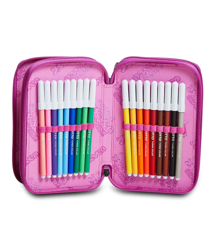 Sale Seven ® 3 Zip Pencil Case - Drawingpin Girl