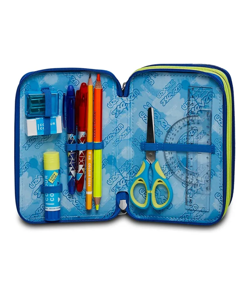 Hot Seven ® 3 Zip Pencil Case - Fluo Belts