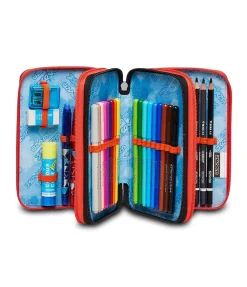 Shop Seven ® 3 Zip Pencil Case - Fluo Stamp