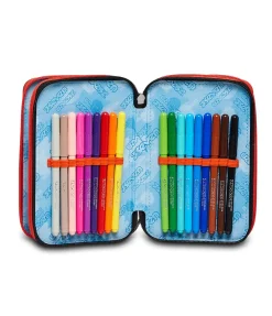 Shop Seven ® 3 Zip Pencil Case - Fluo Stamp