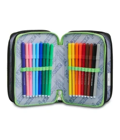 Best Seven ® 3 Zip Pencil Case - Half Black