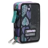 Outlet Seven ® 3 Zip Pencil Case - Patchyheart Girl
