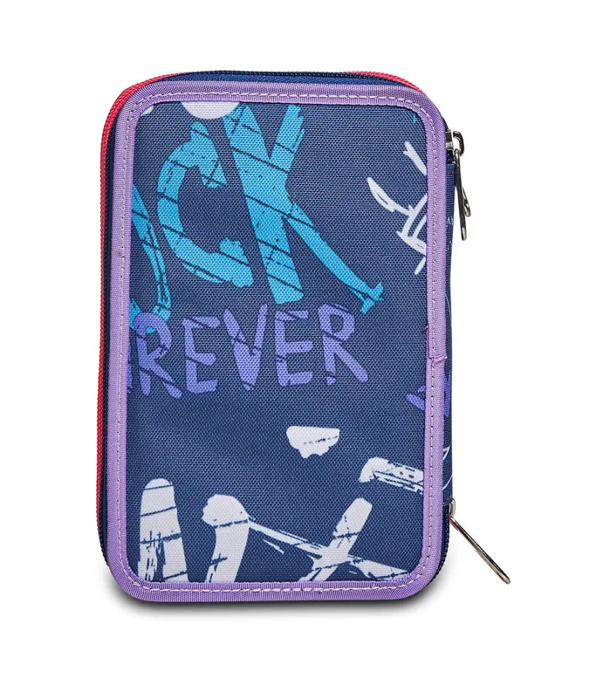 Sale Seven ® 3 Zip Pencil Case - Rock On Girl