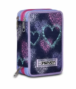 Discount Seven ® 3 Zip Pencil Case - Shading Heart