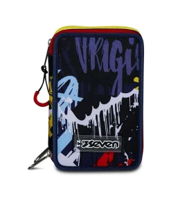 Sale Seven ® 3 Zip Pencil Case - Spray Wall