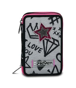 Discount Seven ® 3 Zip Pencil Case - Zipper Glamy