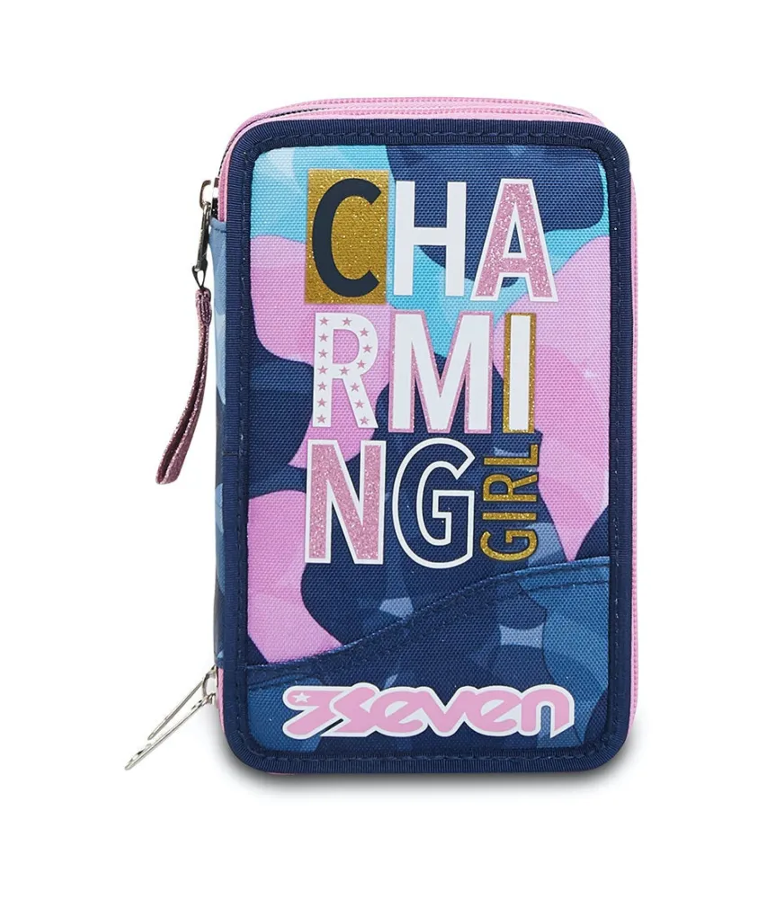 Flash Sale Seven ® 3 Zip Pencil Case Pen Pad - Charming Girl