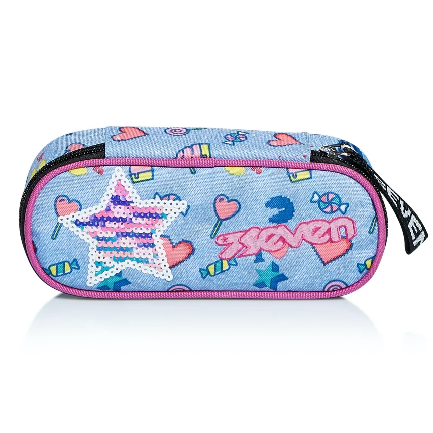 Store Seven ® Round Plus Pencil Bag - Starry Rainbow